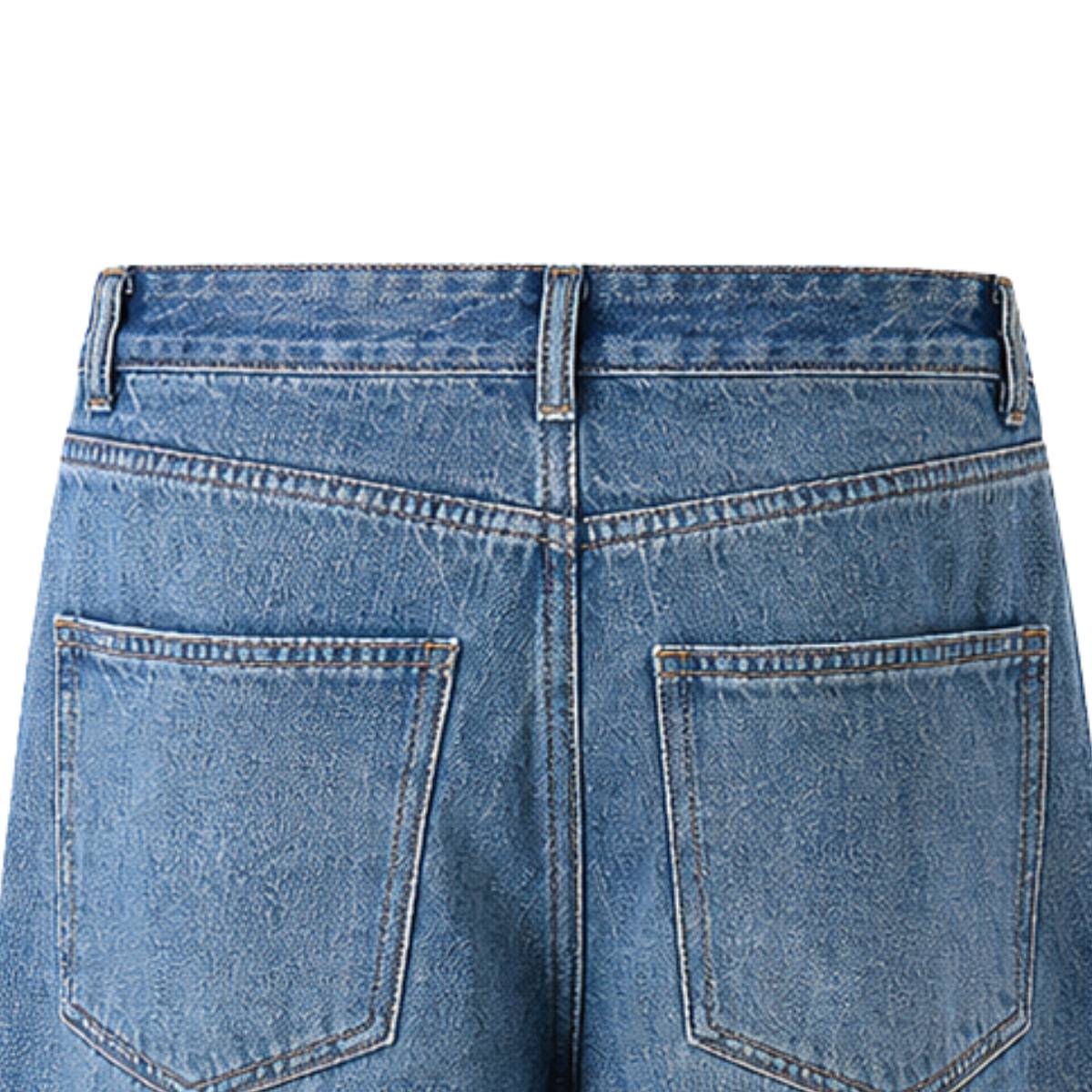 Heritage Washed Utility Loose Fit Floor-Length Denim Jeans