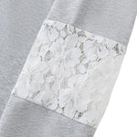 Lace Cutout Spliced Hooded Sweatshirt