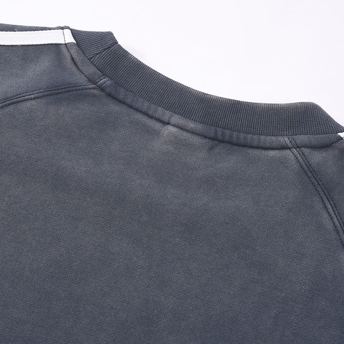 Contrast-Strap Sleeves Cotton Sweatshirt