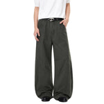 Pantalones de algodón con pierna ancha y color liso