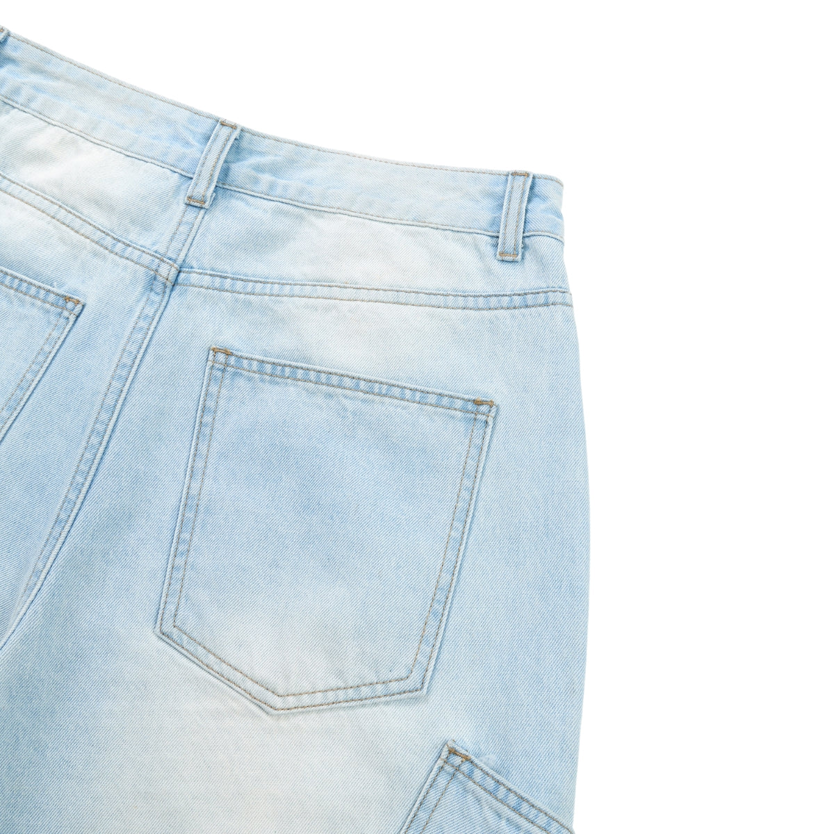 Faded Bleach Geometric-Pocket Baggy Jeans