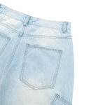 Faded Bleach Geometric-Pocket Baggy Jeans
