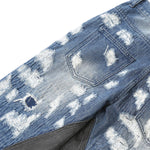 Smoke Rise Straight Leg Repaired & Distressed Patchwork Jeans
