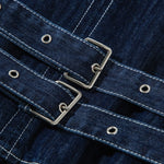 Denim Sleeveless Belted Midi Dress