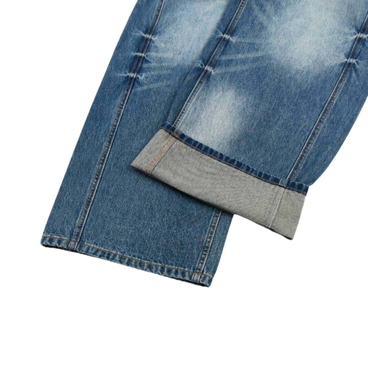 Vintage Blue Wide‑Leg Jeans With Side Pleat Details