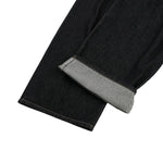 Creased Raw Denim Straight‑Leg Jeans