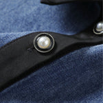 Vestido camisero vaquero de manga corta con patchwork