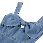 Women's Denim Bow Strappy Mini Dress