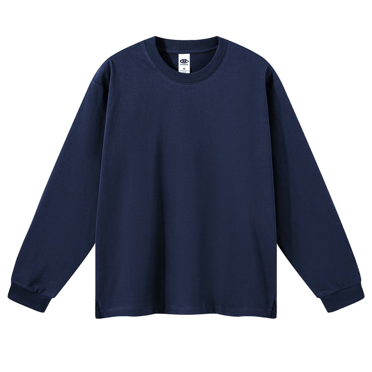 Solid Loose Fit Side Split Hem Long Sleeve T-Shirt