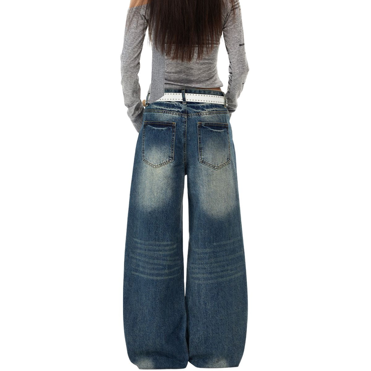 Vintage Washed Wide Leg Jeans