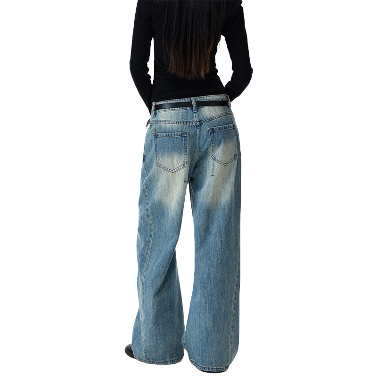 Light Washed Vintage Wide Leg Denim Jeans