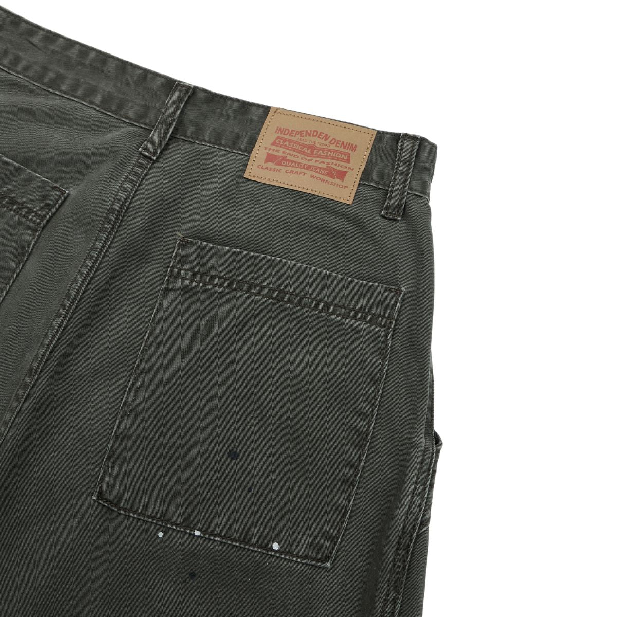 Paint‑Splatter Spliced Dark‑Green Loose Casual Pants