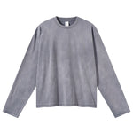 Whisker Wash Frayed Soft Brushed Vintage Long Sleeve Tee