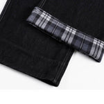 Contrast Stitch Black Wide-Leg Jeans