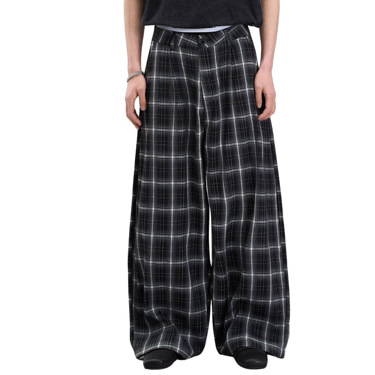 Vintage Hip-Hop Plaid High-Street Baggy Wide-Leg Trousers