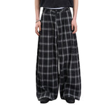 Vintage Hip-Hop Plaid High-Street Baggy Wide-Leg Trousers