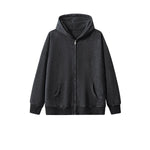 Stone Wash Zip-Front Fleece Hoodie