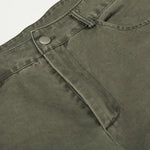Olive Wide Leg Pants Star Cross Embroidery Details