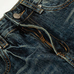 Whisker Fade Vintage High-Street Loose Blue Jeans