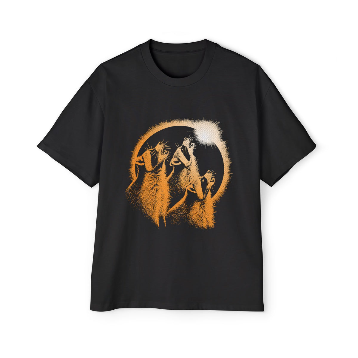 Raccoons Howling Total Solar Eclipse Graphic Tee-INNBLAC Fashion Apparel