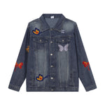 Butterfly Embroidery Denim Trucker Jacket
