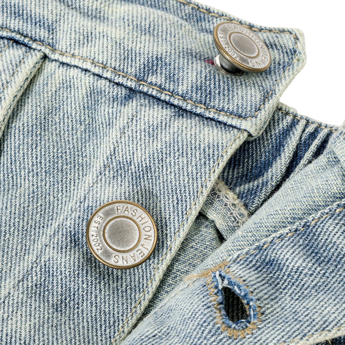 Falda vaquera con bordado de perlas y lavado vintage