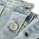 Falda vaquera con bordado de perlas y lavado vintage