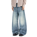 Vintage Whiskered Gradient Washed High Waist Barrel Wide Leg Denim Jeans