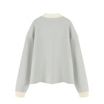 Women's Heavyweight Washed Color Block Collared Long Sleeve Sweatshirt