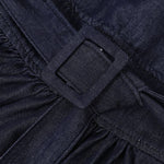 Falda vaquera con bordado de perlas y lavado vintage