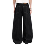 Vintage Washed Paneled Barrel-Leg Baggy Jeans
