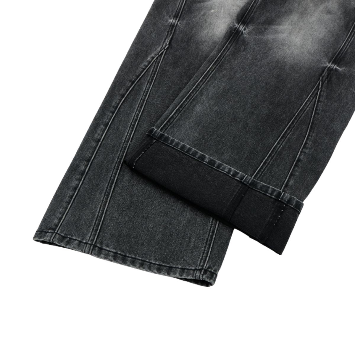 Gray Washed Workwear‑Style Wide‑Leg Jeans