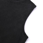 Black Washed Cotton Ripped Muscle Tank 275gsm