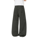 Pantalones de algodón con pierna ancha y color liso