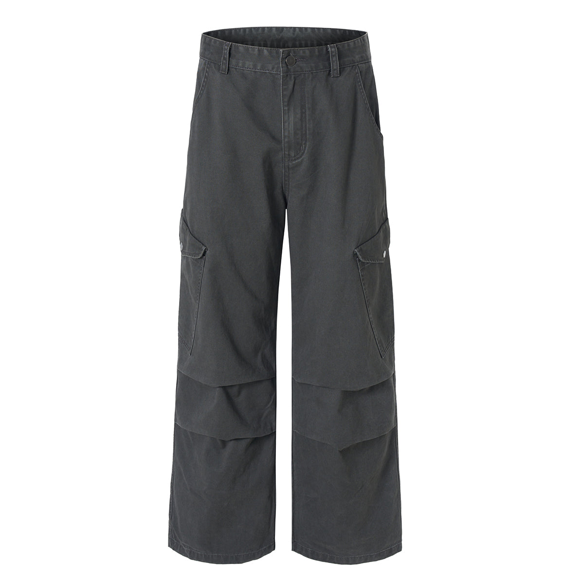 Vintage Workwear Wide-Leg Cargo Pants Multi Pocket Washed