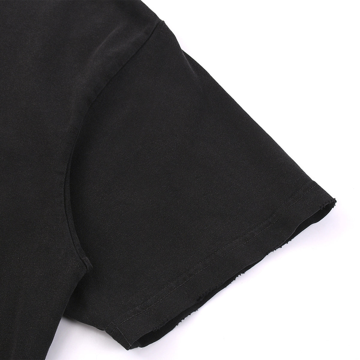 Black Washed Cotton Ripped Boxy Tee 270gsm