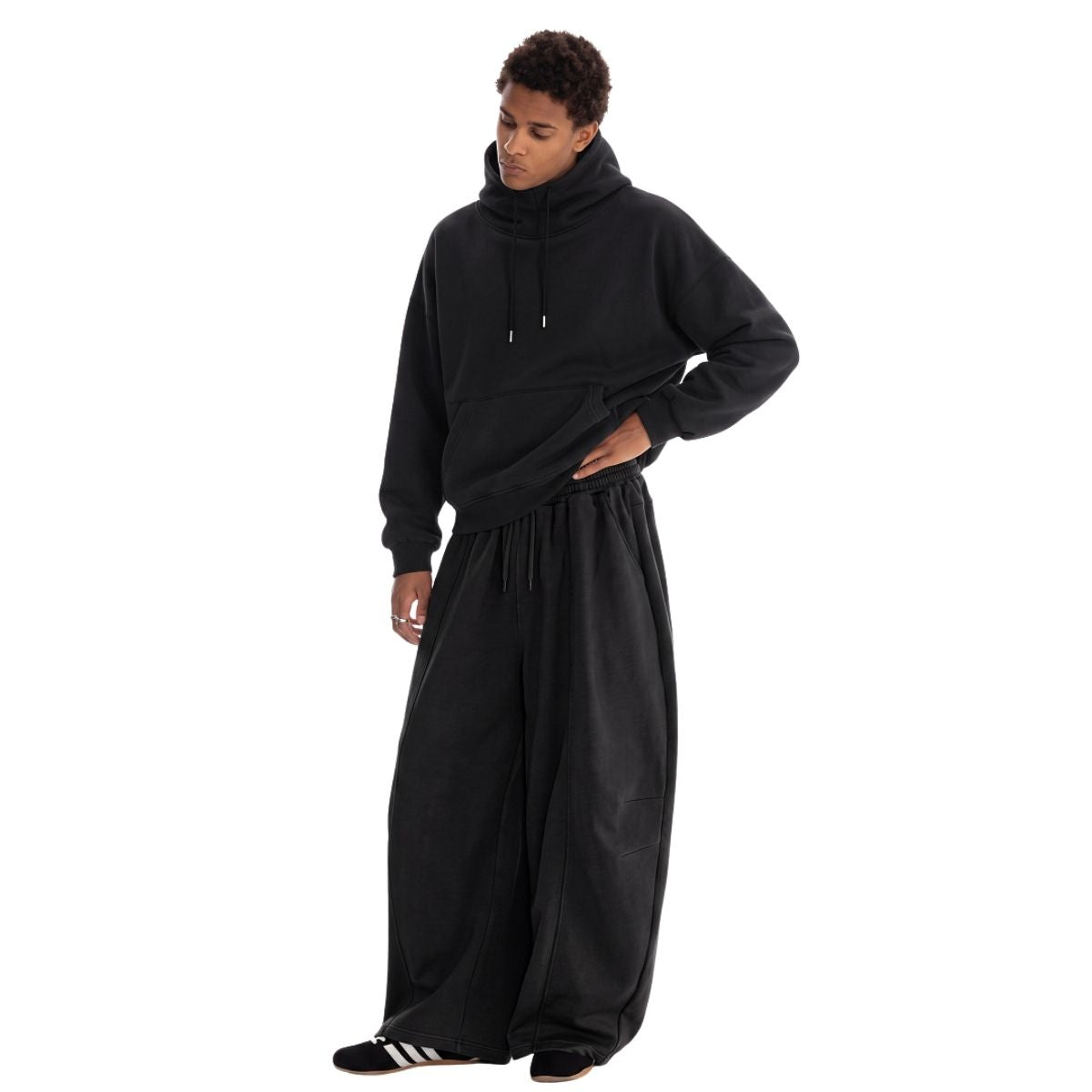 Heavyweight Drop‑Shoulder Relaxed Fit Drawstring Funnel Neck Sweatshirt