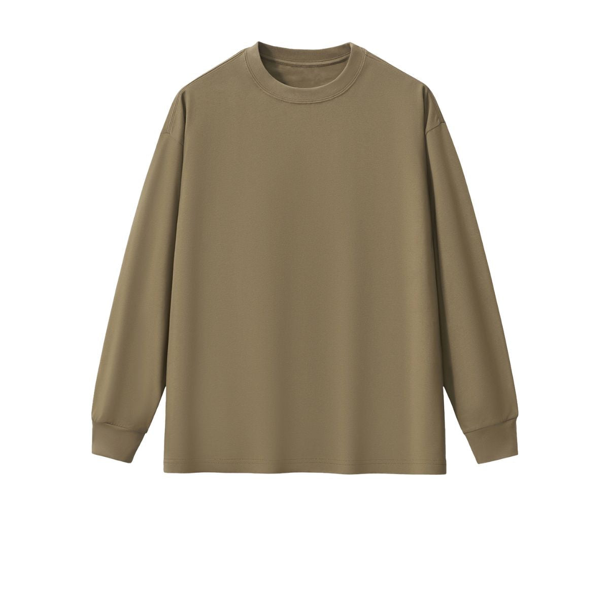 Solid Loose Fit Long-Sleeve Cotton T-Shirt 305gsm