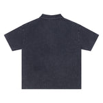 Retro Distressed Waffle Vintage Wash Polo T-Shirt
