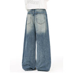 High Street Gradient Washed Whiskered Wide Leg Denim Jeans