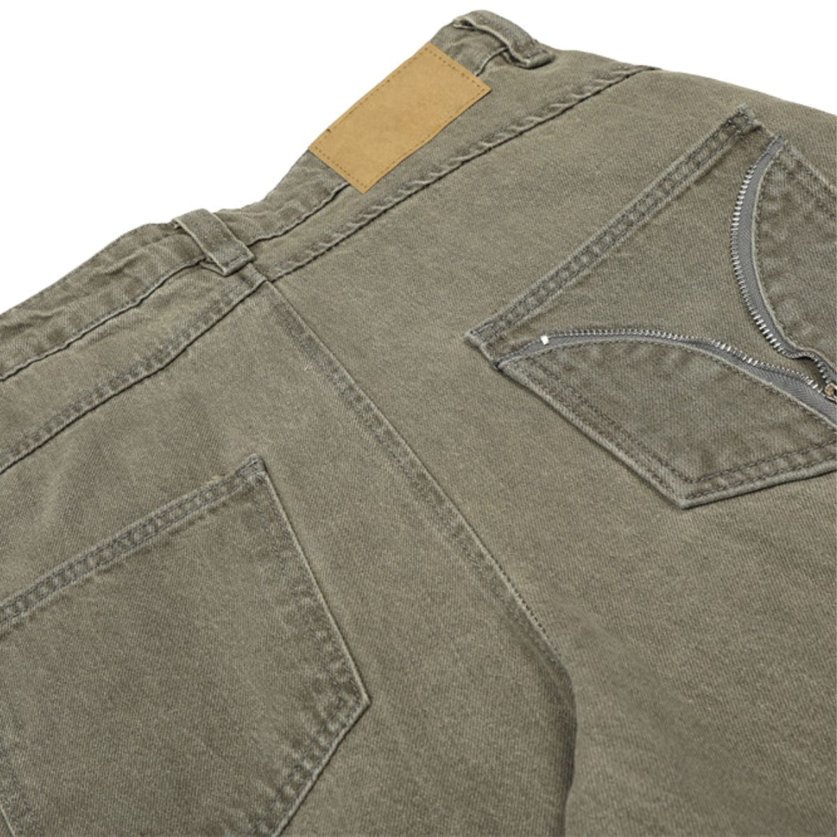 Men's American Street Curved Pants Washed Distressed Loose Wide Leg