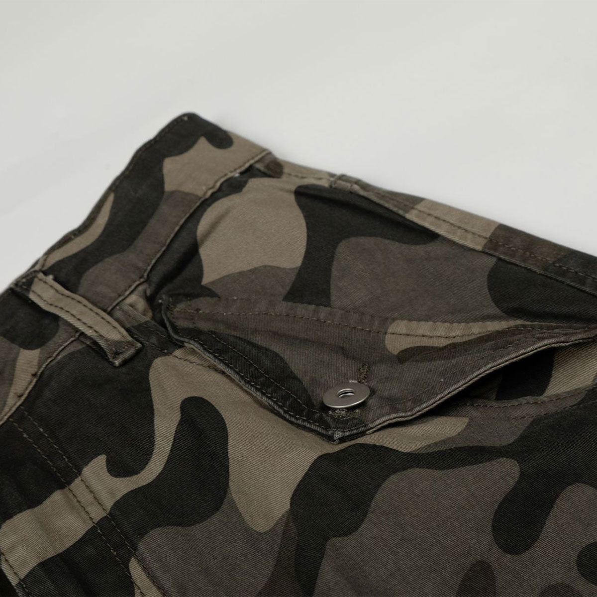 Camouflage Utility Wide Leg Adjustable Hem Pants
