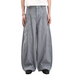 Vintage Washed Baggy Curved-Leg Cargo Pants