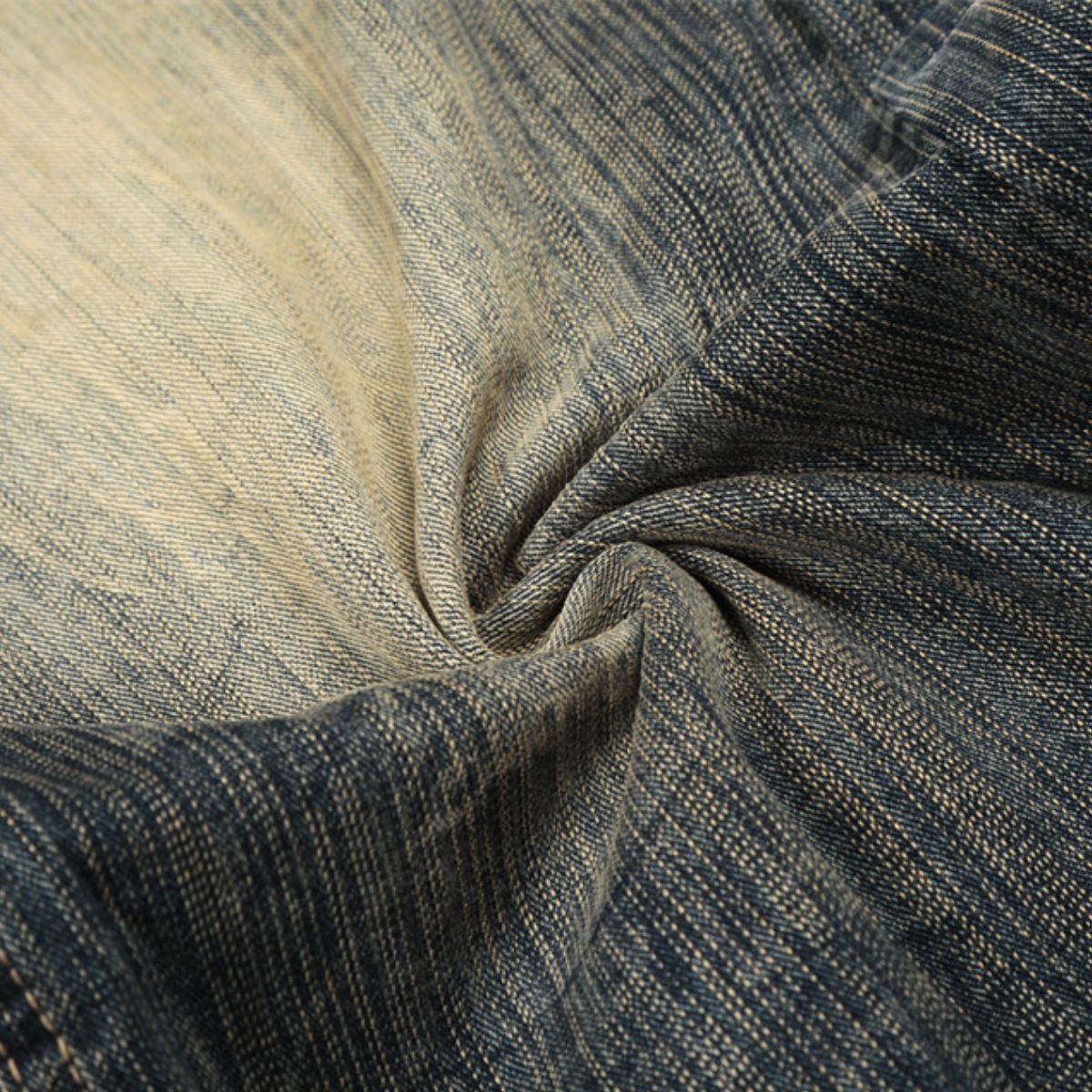 Men's Washed Faded Wide Leg Curved Denim Pants Distressed Punk