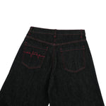 Embroidered Raw Denim Vintage Washed Loose Straight‑Leg Jeans