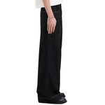 Raw Yellow-Stitch Wide-Leg Curved Baggy Denim Pants