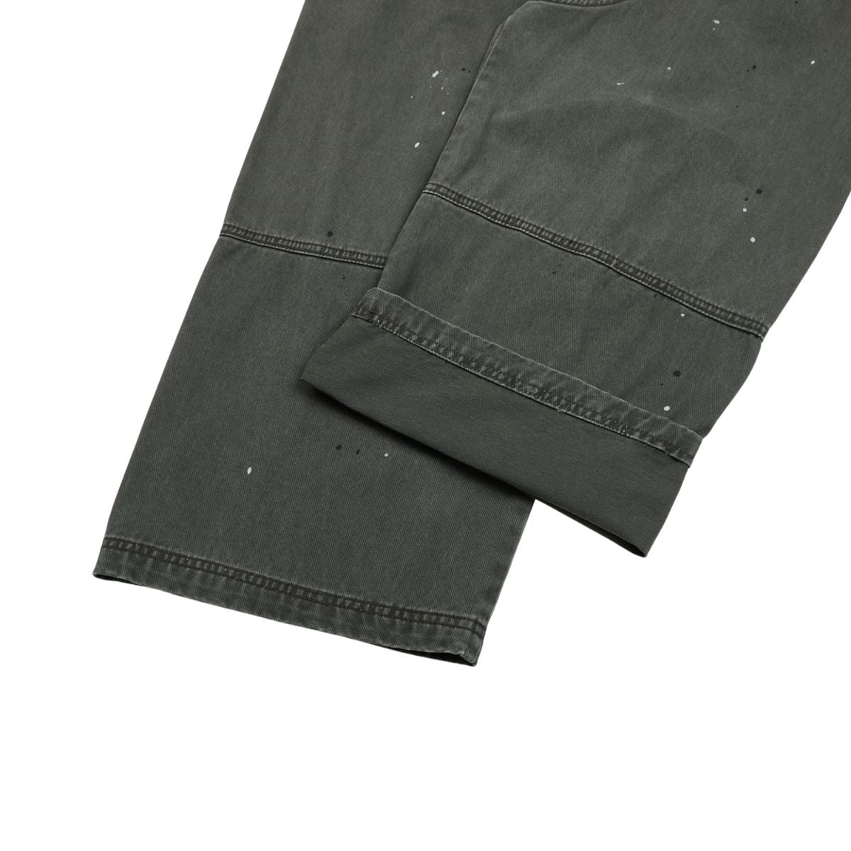 Paint‑Splatter Spliced Dark‑Green Loose Casual Pants
