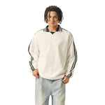 Retro Striped Collar Pullover Sweatshirt