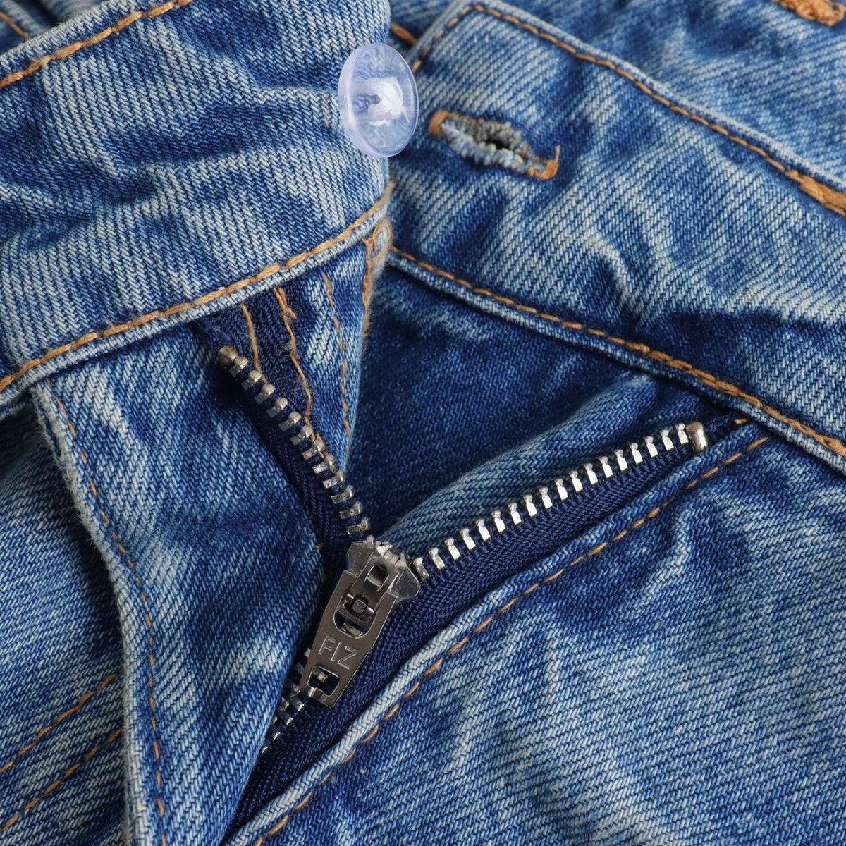 Crossover Asymmetric Waist Distressed Denim Mini Skirt