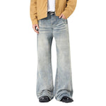 Gradient Washed High Rise Curved Leg Loose Wide Leg Denim Jeans
